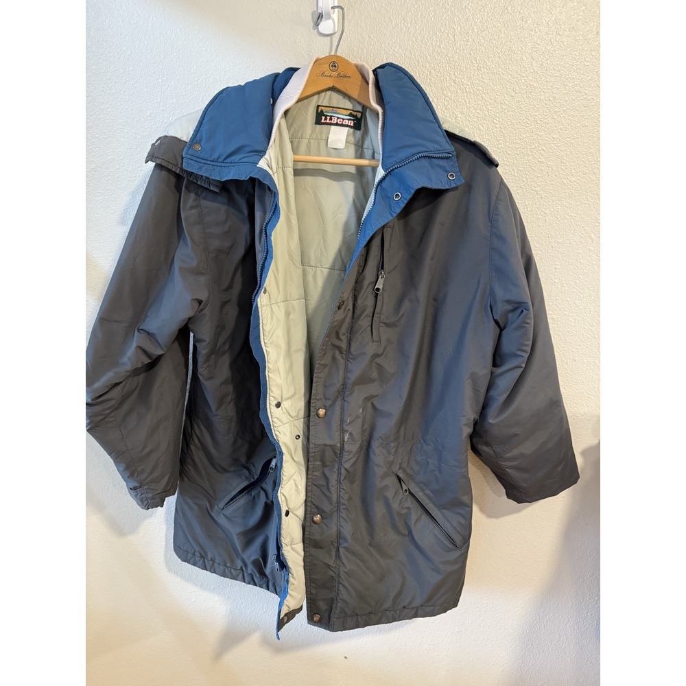 LL Bean Penobscot‎ Parka Mens Large Gray Blue Vintage Hooded Winter Jacket Coat